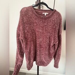Seven7 Red Crew Neck Sweater with Marled Texture
